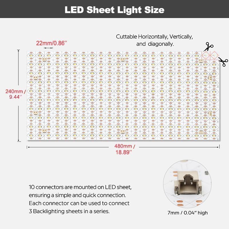 SuperlightingLED Dual White Flexible Cuttable LED Light Sheet 19""x9.5"" 60W 2.5A 24V Lights 2600K to 6500K Dimmable White LED Sheet, Adhesive Backing 1Piece (CCT 2700-6500K), FLS-24V-RGBCCTX288 - Image 2